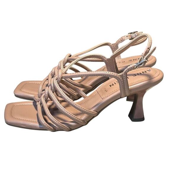 Anne Klein Tan Strappy Luxury Jupiter Open Square Toe Evening Heels Size 7M - Picture 1 of 7